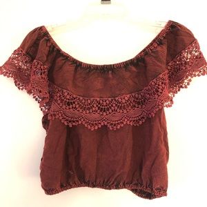 Red off-the-shoulder top